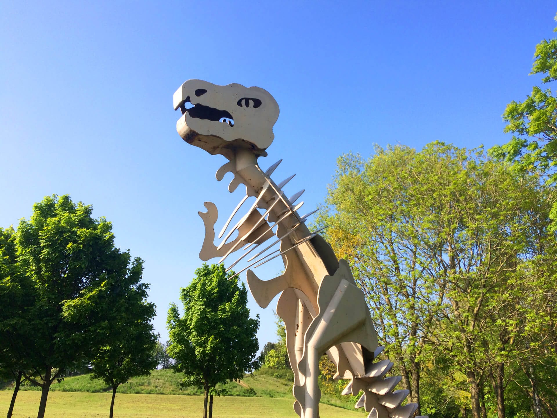 A dinosaur sculpture in Teesaurus Park, Middlesbrough
