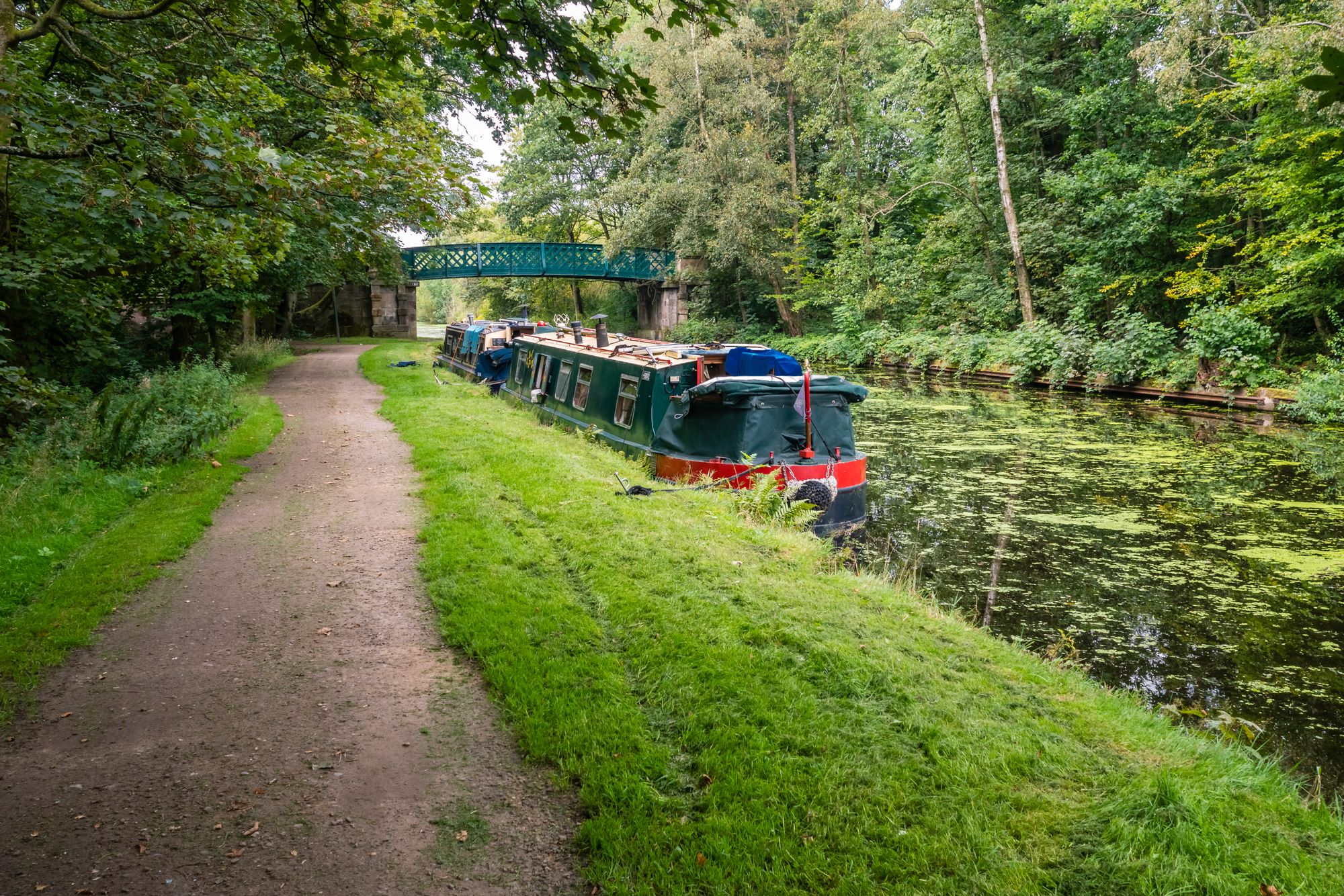 Canal boat on Leeds-Liverpool canal in Skipton