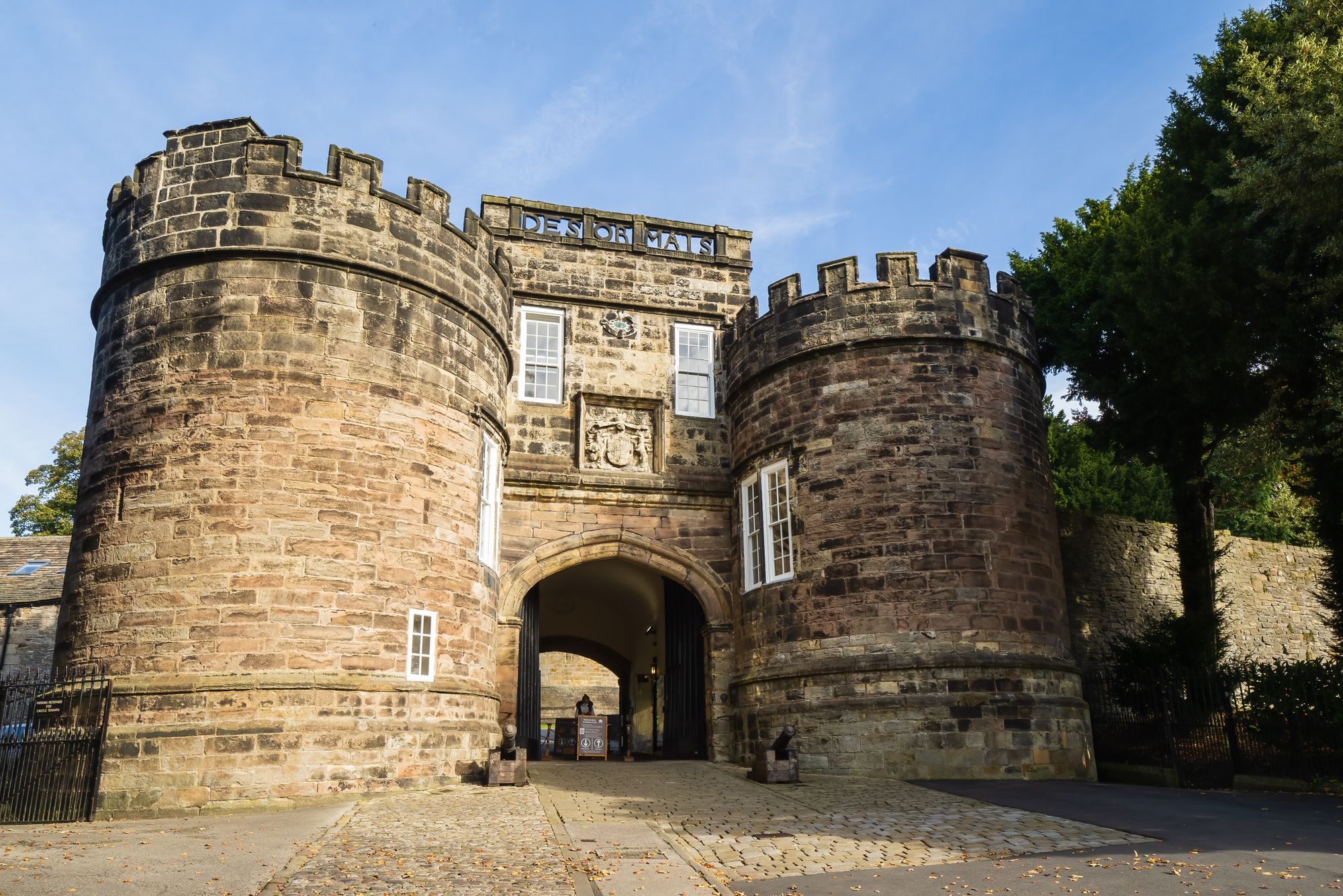 The front entrance of Skipton Castle
